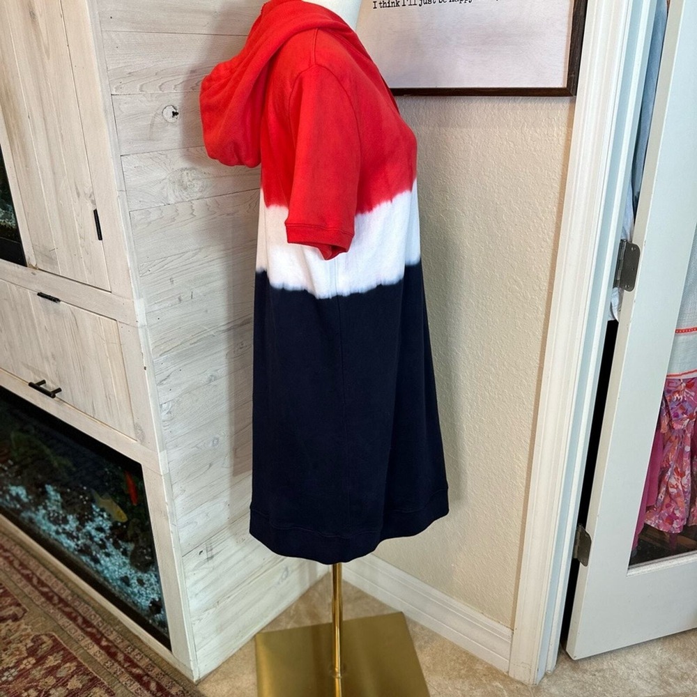 Lauren Ralph Lauren Hoodie Dress NWOT SZ LGE Red White Navy Blue Tie Dye Sporty - Picture 8 of 16